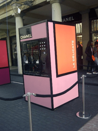 A special vending machine. With a person inside!