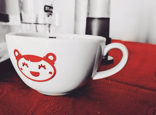 A cuppa, in b/w and red